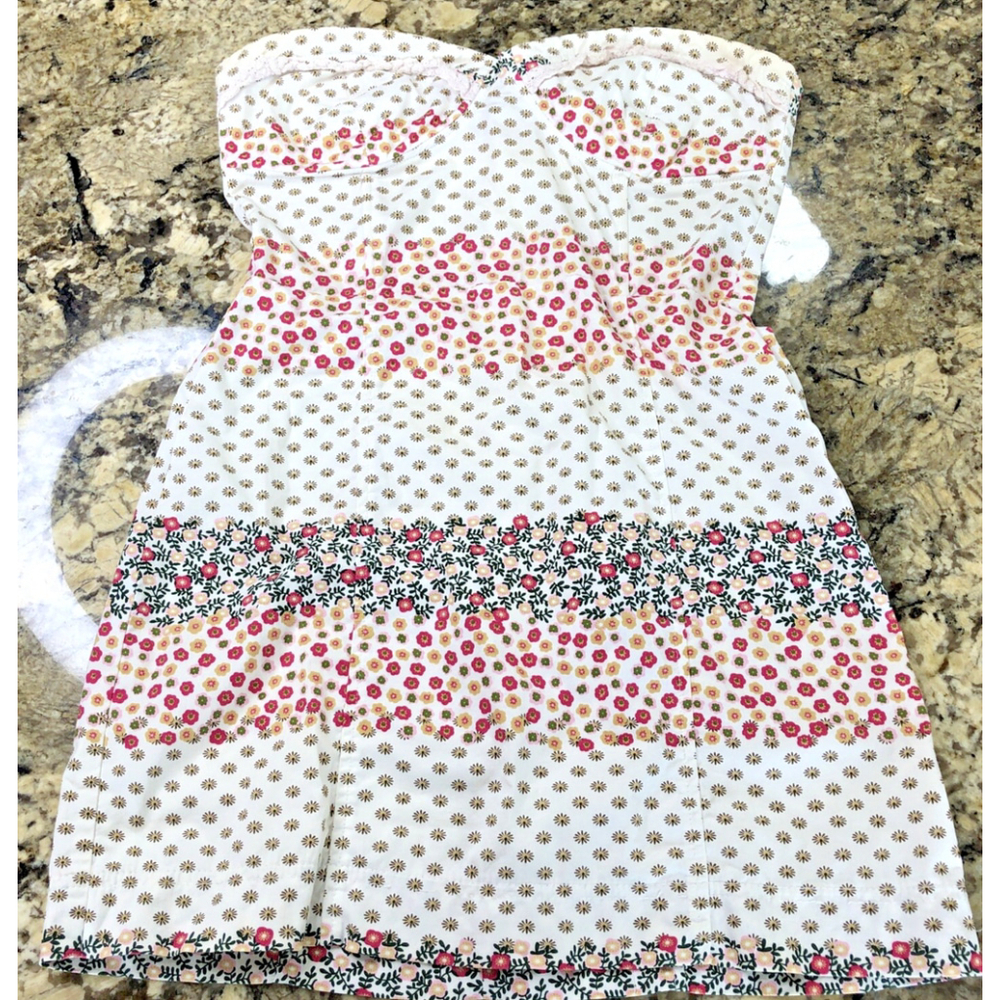 Size M Trf Zara Women’s Short Strapless Floral Dress Light Summer Playful TN